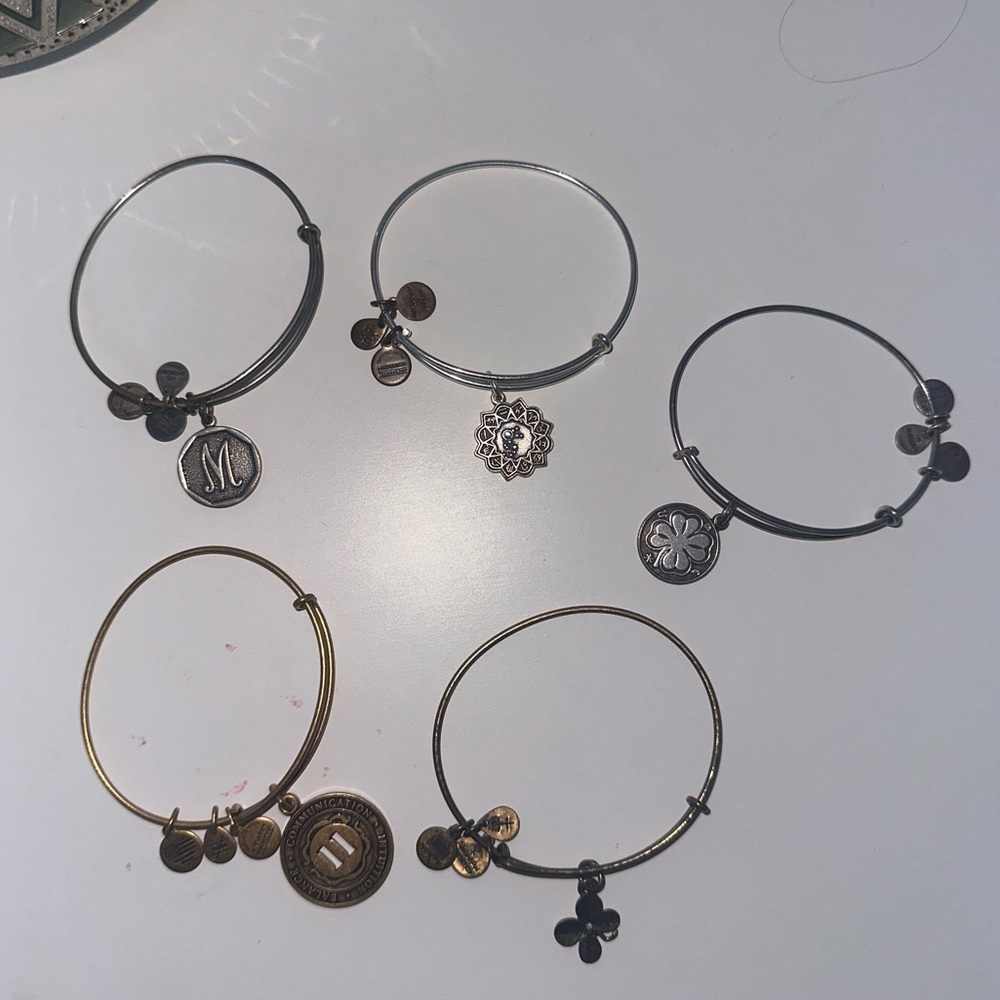 ALEX AND ANI Elegant Mixed Metal Charm Bracelets Set (5)
